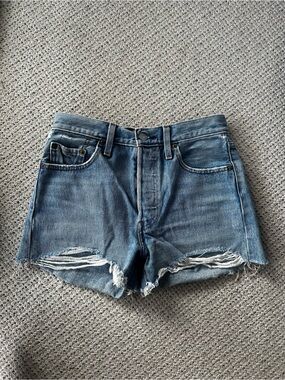 Levi's Light Blue Distressed Denim Cutoff Shorts